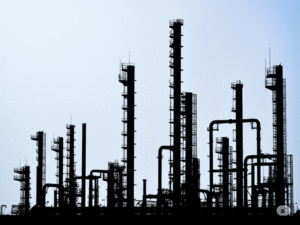 Industrial silhouette, representing investment vulnerability.